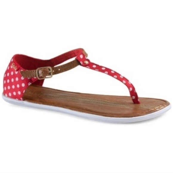 Keds Tealight T-Strap Red Polka Dot Womens Sandal - Picture 1 of 6